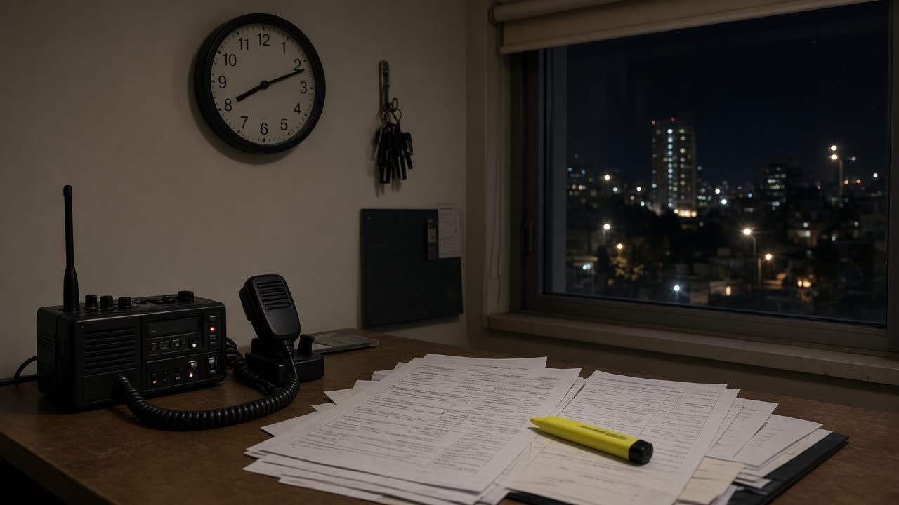 Night dispatch desk at Nachtzug Courier Ltd, 9 HaRakevet Street, Tel Aviv, Israel